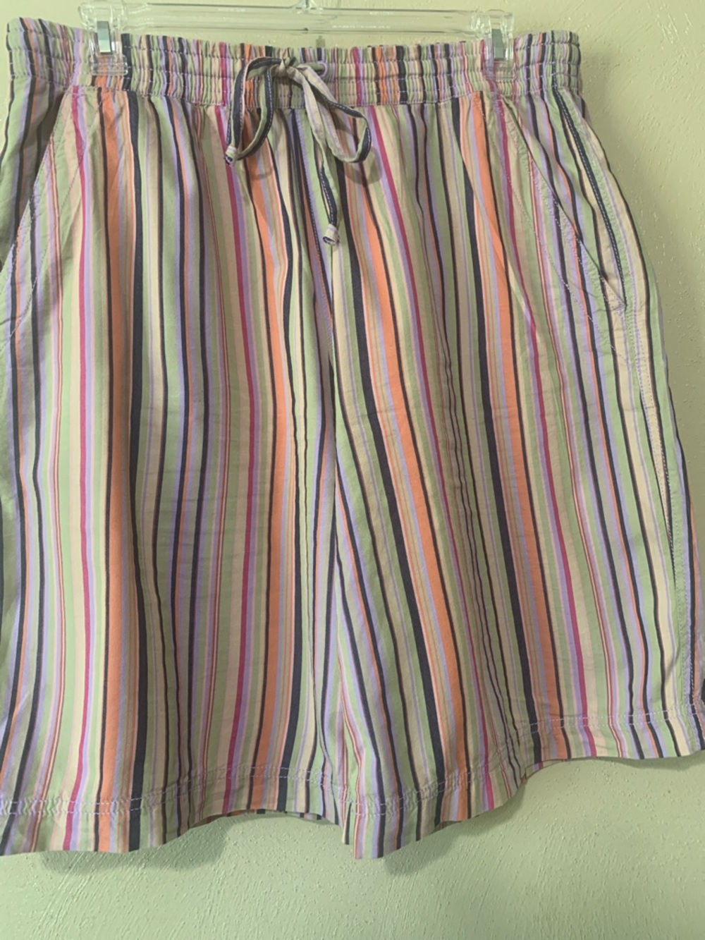 2. Free People size L  Multicolor Striped Drawstring Bermuda Shorts Pockets